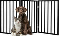 Pet Gate - 3-Panel Indoor Foldable Dog Fence for Stairs, Hallways, or Doorways - 54x24-Inch Wood Freestanding Dog Gates by PETMAKER (Black)