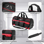 HAUTMEC 24" Large Pro Tool Bag, Heavy-Duty 1680D Double-Layer Fabric Wide Mouth Tool Bag with Metal Frame & Thickened Base, Padded Shoulder Strap & Rotary Buckle, 36 Pockets & Level Holder - HT0284