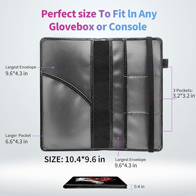 Car Registration and Insurance Holder,Leather Insurance License and Registration Card Holder for Car Glove Box, Auto Truck Document Holder Organizer for Men Women-Red Heart with Feather