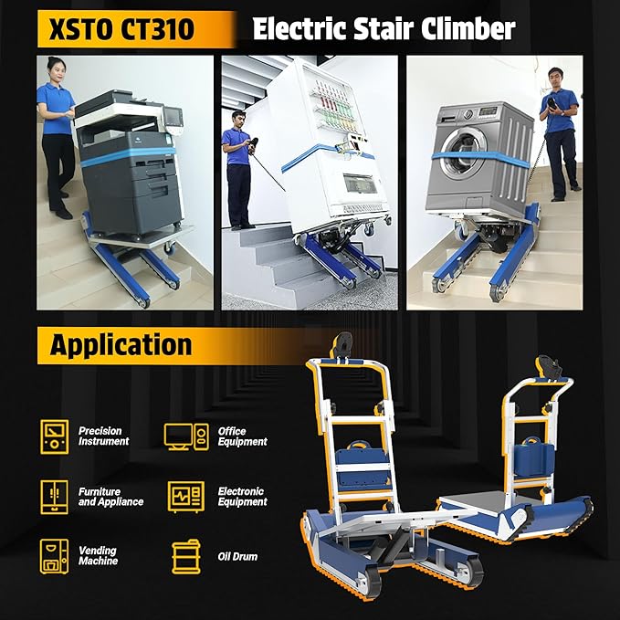 Heavy Duty Powered Track Stair Climbing Hand Truck, 683 LBS Load Crawler Stair Climber Dolly with Joystick Control & Separate Track Control(XSTO CT310)