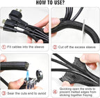 10ft - 3/8 inch Cord Protector Cable Sleeve Split Wire Loom Tubing for Power Cord Audio USB Cable, Cord Sleeve Cable Management for TV Computer, Cord Protectors from Pets Chewing, Black