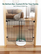 Babelio Baby Gate for Stairs, Kitchen & Doorways, No Bottom Bar| Easy Installation| One-Handed Operation| Auto-Close| Hardware Mount (Drill Needed) Safety Dog Gate (Black - B17, 34" H, 29-49" W-Wide)