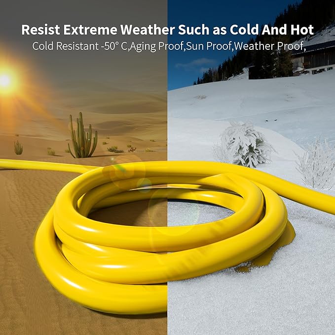 HUANCHAIN 75 ft 14/3 Gauge Heavy Duty Outdoor Extension Cord Waterproof with Lighted, Flexible Cold Weather 3 Prong Electric Cord Outside, 13A 1625W 125V 14AWG SJTW, Yellow, ETL Listed