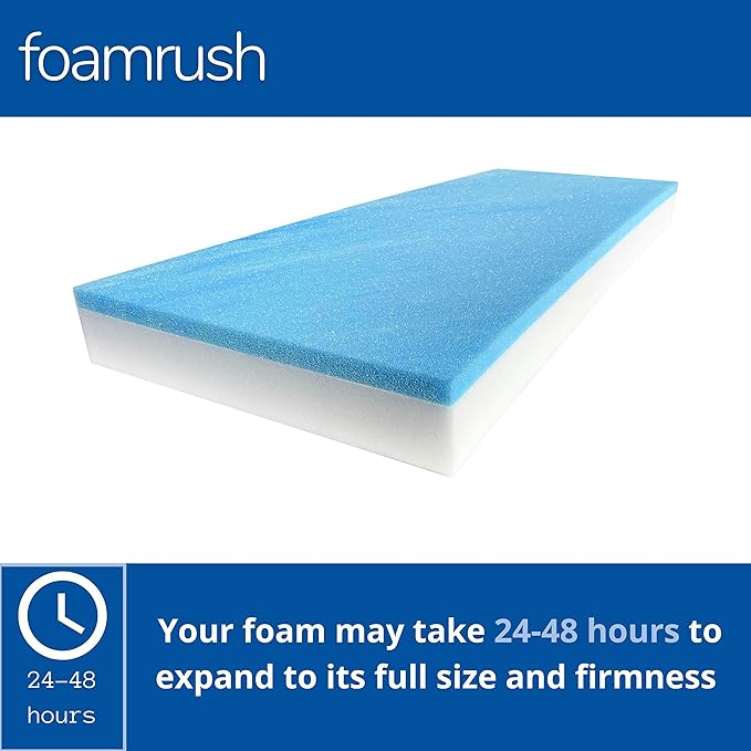 FoamRush 7" x 24" x 72" Gel Memory Foam Bench Cushion Replacement Medium Firm (Upholstery Foam, Rubber Padding, Seat Replacement, Upholstery Sheet, Couch, Sofa Cushion, Mattress) Made in USA