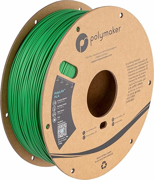 Polymaker PLA Filament, Green 3D Printing PLA Filament 1.75mm 1kg - PolyLite 3D Printer PLA Filament, Dimensional Accuracy +/- 0.03mm, Compatible with Most 3D Printer, Green