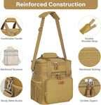 Expandable Large Lunch Box, Insulated Heavy Duty Lunch Bag Waterproof Leakproof Durable Cooler Bag for Men Women Adults Work Construction Camping Trip, 16L, Brown