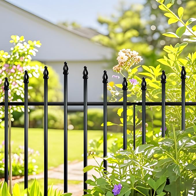 Metal Garden Fence 36" H x 28" W (5 Panels, 11.6 Ft Total) Rustproof Animal Barrier No Dig Decorative Fencing for Dogs,Pet, Yard,& Patio, Easy Installation