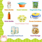 208 PCS Baby Food Labels, 26 Adorable Designs Removable Food Name Stickers Self-Adhesive Water/Oil/Tear Resistant for Baby, Kids, Toddlers Food Containers, Water Bottles, School Supplies, Mason Jars