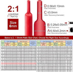 Chanzon 2:1 Ratio - 80Ft Roll - 1/4" (6mm) Heat Shrink Tubing 2:1(25M Total Length) Red Polyolefin Sleeving Wrap Shrinking 2 to 1 1pcs
