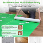 39" x 50' Heavy-Duty Floor Protection | Construction Grade Carpet Protector | Drop Cloth Plastic Film for Hardwood Floors | Waterproof Painters Covering with No Residue (Green)