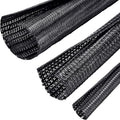 Boao 3 Pieces Cord Protector Wire Loom Tubing Cable Sleeve Split Sleeving for USB Charger Cable Cord Cover Audio Video Cable (Black,1 Inch, 1/2 Inch, 1/4 Inch)