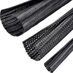Boao 3 Pieces Cord Protector Wire Loom Tubing Cable Sleeve Split Sleeving for USB Charger Cable Cord Cover Audio Video Cable (Black,1 Inch, 1/2 Inch, 1/4 Inch)