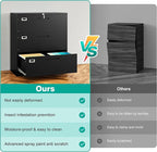 SISESOL 3 Drawer Lateral File Cabinet with Lock,Black Lateral Filing Cabinet,Horizontal Metal Filing Cabinet,Locked Wide Three Drawer File Cabinet for Office Home,Fit A4/F4/Letter/Legal File