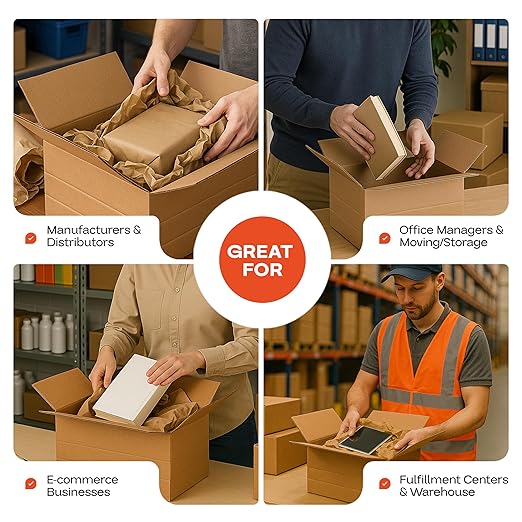 Multi-Depth Corrugated Shipping Boxes, 14"L x 12"W x 6"H, 10-Pack - USA-Made Boxes for Moving, Storage & Small Business Packaging - Heavy-Duty Cardboard Bines for Household & Office by IDL Packaging