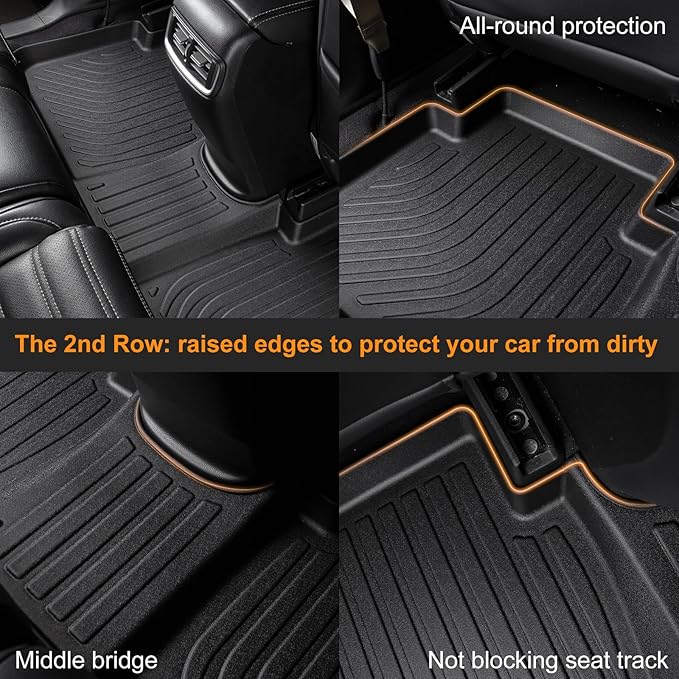 Binmotor-Floor Mats and Cargo Liner Set for 2024 2025 Mazda CX90/CX-90 PHEV，Fit 8 Passengers， All Weather Protection TPE Anti-Slip Automotive Full Set Floor Liners Custom CX 90 Accessories - Black
