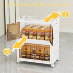 Storage Bins with Lids and Wheels, 90QT-45QT*2Tier Collapsible Bathroom Storage Cabinet with Clear Doors, Plastic Stackable Closet Organizers and Containers White