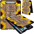 Clipboard with Storage, Hard Letter A4 Size Clip Board with Pen Holder & Paper Organizer, Heavy Duty Portable Writing Pad for Nurses Students Teachers Office Jobsite Contractor, Sunflower Bible