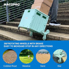 Foldable Utility Cart with Stair Climbing Wheels, Collapsible Rolling Crate with Telescoping Handle, Shopping Trolle Handcart Grocery Book File Tool Art Supplies Teacher Storage Basket(Green)