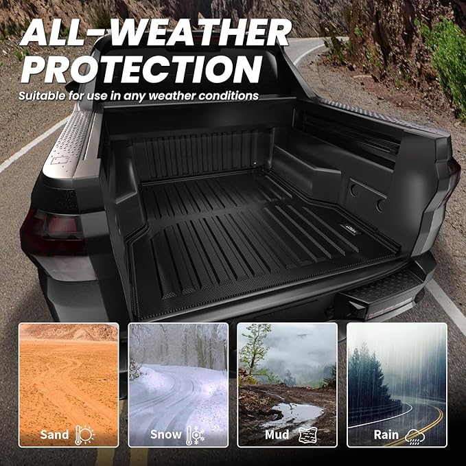 LASFIT Bed Mat for Hyundai Santa Cruz 2026 2025 2024 2023 2022 4.3FT (52.1inches), Custom Fit TPE All Weather Truck Bed Liner Pickup Trunk Bed Mat, Black