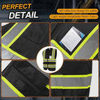 Hi Vis Vest for Men Women 5 Pockets High Visibility Vest with Reflective Strips,Safety Vest with Mesh Fabric, Breathable, (GR720-Black,3XL).