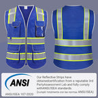Reflective Safety Vest for Men Women, High Visibility Safety Vest with 8 Pockets Zipper Front, Meets ANSI Standards