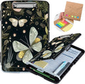 Clipboard with Storage,Storage Clipboard with Pen Holder,Heavy Duty Plastic Storage Clipboard with Low Profile Clip, Clipboard Folder, Teacher Must Haves, Office Supplies,Butterfly Florals