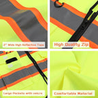 Custom Safety Vest with Logo Pockets High Visibility Reflective Vests Construction Security Workwear