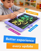 KOKODI LCD Writing Tablet, 10 Inch Colorful Toddler Doodle Board Drawing Tablet, Erasable Reusable Electronic Drawing Pads, Educational and Learning Toy for 3-6 Years Old Boy and Girls(Purple)