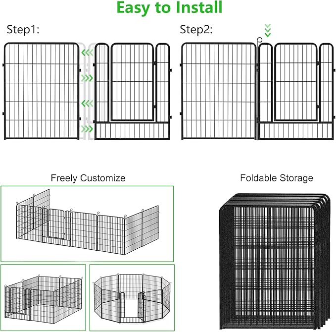 No Dig Decorative Garden Fence with Gate Rustproof Metal Fence Panels, 40in(H) x 27Ft(L) Garden Fencing for Yard 10 Panels Animal Barrier Fence for Dogs, Rabbit, Patio