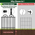 Decorative Garden Fence, 10 Panels No Dig Fence, 32 in(H) x 24.16 ft(L) Animal Barrier for Dogs Rabbits, Rustproof Metal Arched Decorative Garden Fences for Flower Bed, Outdoor, Yard, Patio