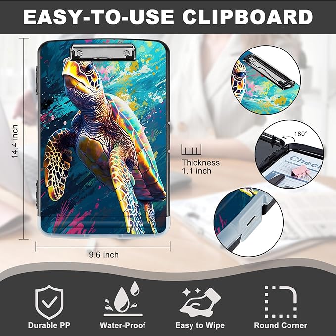 Heavy Duty Plastic Clipboard with Storage & Pen Holder, Low Profile Clip, Teacher Must Haves, Office Supplies