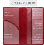 CANOPUS Car Registration and Insurance Holder, PU Leather Card Holder, Vehicle Glove Box Organizer for Auto, SUV, Truck, Red