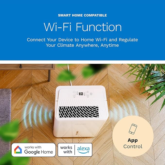 hOmeLabs Dehumidifier - Advanced Humidity & Moisture Control, Quiet, Efficient, Auto Shut-off, Ideal for Home, Basement, Office - 1,800 Sq Ft Wi-Fi (8 Pint MAX 24 Pint at 95°F, 90% RH)