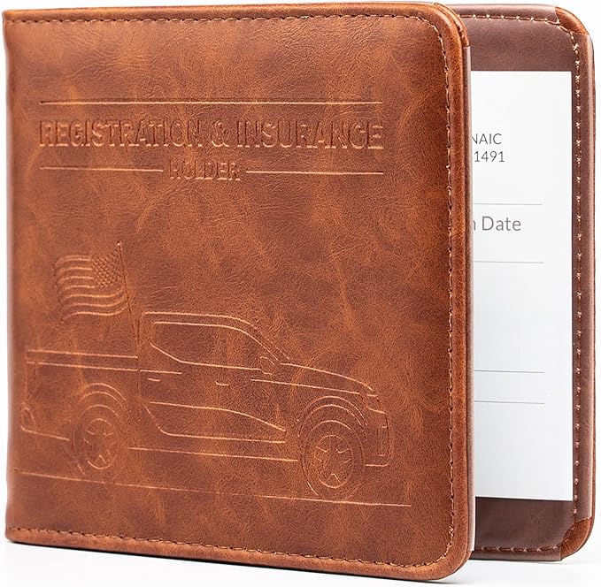 CANOPUS Car Registration and Insurance Holder, Magnetic Closure, Embossed Card Document Holder, Vehicle Glove Box Organizer, Wallet for Auto, SUV, Motorcycle, Truck, Waterproof, Truck Model