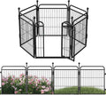 24 in(H) Decorative Garden Fence Outdoor for Yard with Gates,Heavy Duty Iron 6 Panels Total 11ft(L) Anti Dig Fence with Gravity Automatic Lock for Indoor/Outdoor Decorative Dog Fence,Black