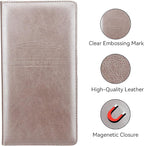 Car Registration and Insurance Holder, Premium Pu Leather Vehicle Glove Box Organizer - for Driver License, Cards & Essential Documents (L-Rose Gold)