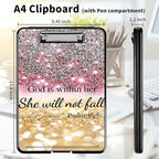 A4 Clipboards,Heavy Duty Waterproof Nursing Plastic Folder Clipboard with Storage Clip Boards,File Folder Storage Box Clipboard Case for Teacher,Doctor,Offices,Christian Bible Psalm 46-5