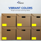 Perco Fluorescent Yellow 3x5 Inch Perforated Sticker Labels — 150 Stickers/Roll — with Permanent Adhesive for Inventory Management, Color Coding, Moving Boxes, Retail, Organizing & Crafts—Made in USA