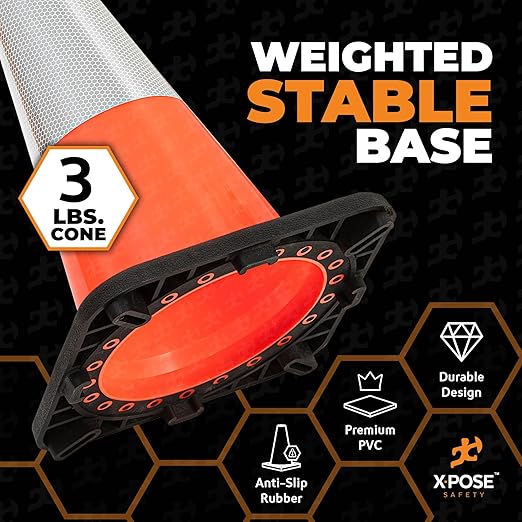 Xpose Safety 18 Inch Orange Traffic Cones 6" Collar - Bulk Full Pallet 928 Pack Multipurpose PVC Plastic Safety Cone for Parking, Soccer, Caution, Kids, and Construction - DOT Approved