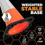 Xpose Safety 18 Inch Orange Traffic Cones with 6" Collar - 1 Pack Multipurpose PVC Plastic Safety Cone for Parking, Soccer, Caution, Kids and Construction - DOT Approved