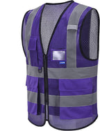 A-SAFETY High Visibility Mesh Safety Reflective Vest with Pockets and Zipper,Hi Viz Work Vest for Men Women (Purple Mesh S)