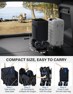 Wagons Carts Foldable Heavy Duty,440lbs Capacity & 350L Collapsible Utility Cart with Big All Terrain Wheels for Beach, Garden, Camping, Grocery Coal Black