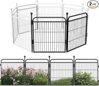 Decorative Garden Fence 24in(H) x44in(L), Thicken 2 Panels Metal No Dig Outdoor Dog Fence for Yard,Heavy Duty Animal Barrier for Dog and Rabbit, Garden Border Fence, Black