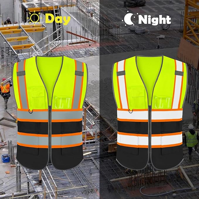 BeautyWill Custom Logo Safety Vest Class 2 High Visibility Reflective Vest for Men - Personalized Logo Team Vest