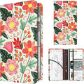 Premium Car Registration and Insurance Card Holder, Cute PU Leather Car Document Holder, Vehicle Glove Box Car Organizer with Magnetic Closure for Driver License, Cards Bright Exotic Floral