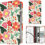 Premium Car Registration and Insurance Card Holder, Cute PU Leather Car Document Holder, Vehicle Glove Box Car Organizer with Magnetic Closure for Driver License, Cards Bright Exotic Floral