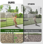 Metal Garden Fence 42in (H) x 18.7ft (L), 8 Panels + 9 Stakes Dog Fence Border Fence Animal Barrier, No Dig Garden Fencing for Yard Flower Bed Lawn Patio Outdoor, CTW4208 Black