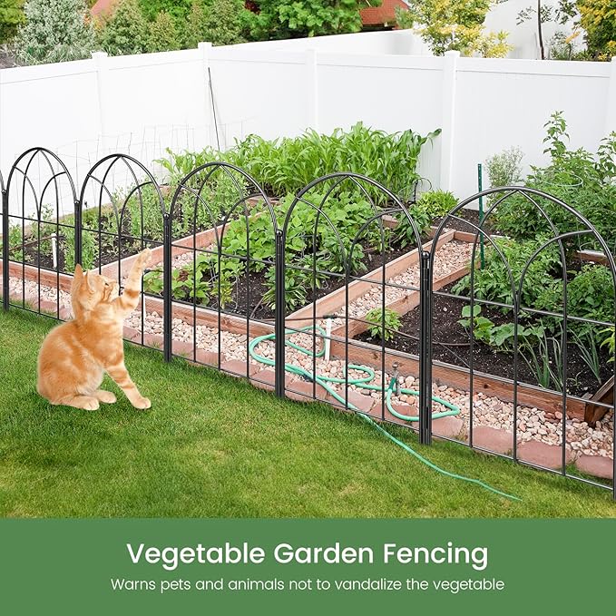 Garden Fences Animal Barrier, 12.55"*16.48" Black Garden Border Fencing, Arched Rustproof Metal No Dig Fence for Dogs, Outdoor Fence, Dog Fencing for Yard, Flower Bed (Medium 19 Pcs)