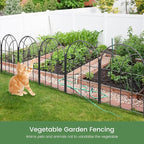 Garden Fences Animal Barrier, 12.55"*16.48" Black Garden Border Fencing, Arched Rustproof Metal No Dig Fence for Dogs, Outdoor Fence, Dog Fencing for Yard, Flower Bed (Medium 19 Pcs)