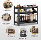 Storage Shelves, Garage Metal Shelving Unit, Adjustable, Double-Layer Column with Reinforced Ribs, Heavy-Duty, Capable of Bearing 600-3600 lbs (Black, 32 * 20 * 14, 3-Tier)